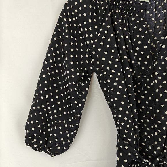 Anthropologie Maeve Polkadot Dot Tie Button Up Mini Dress Women's XSP - Picture 5 of 9